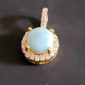 1.5ct Natural Larimar Halo Yg Pendant